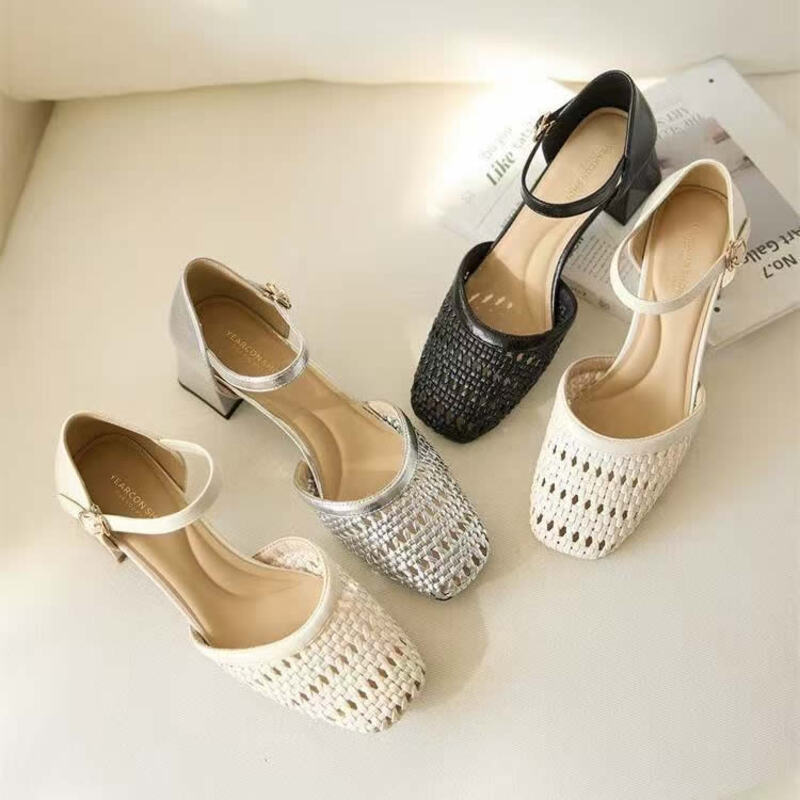 Formal Dress - Sandalias de tacón grueso con diseño