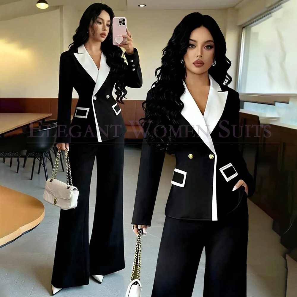Womens Blazer - Trajes de Lujo Negros para Mujer,