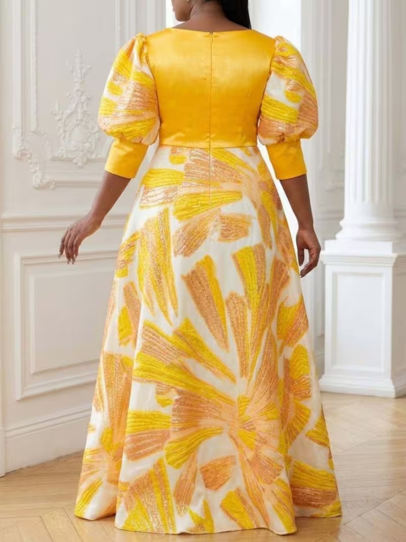 Vestido Maxi de Satén Estampad - Evening Gown reseña y precio