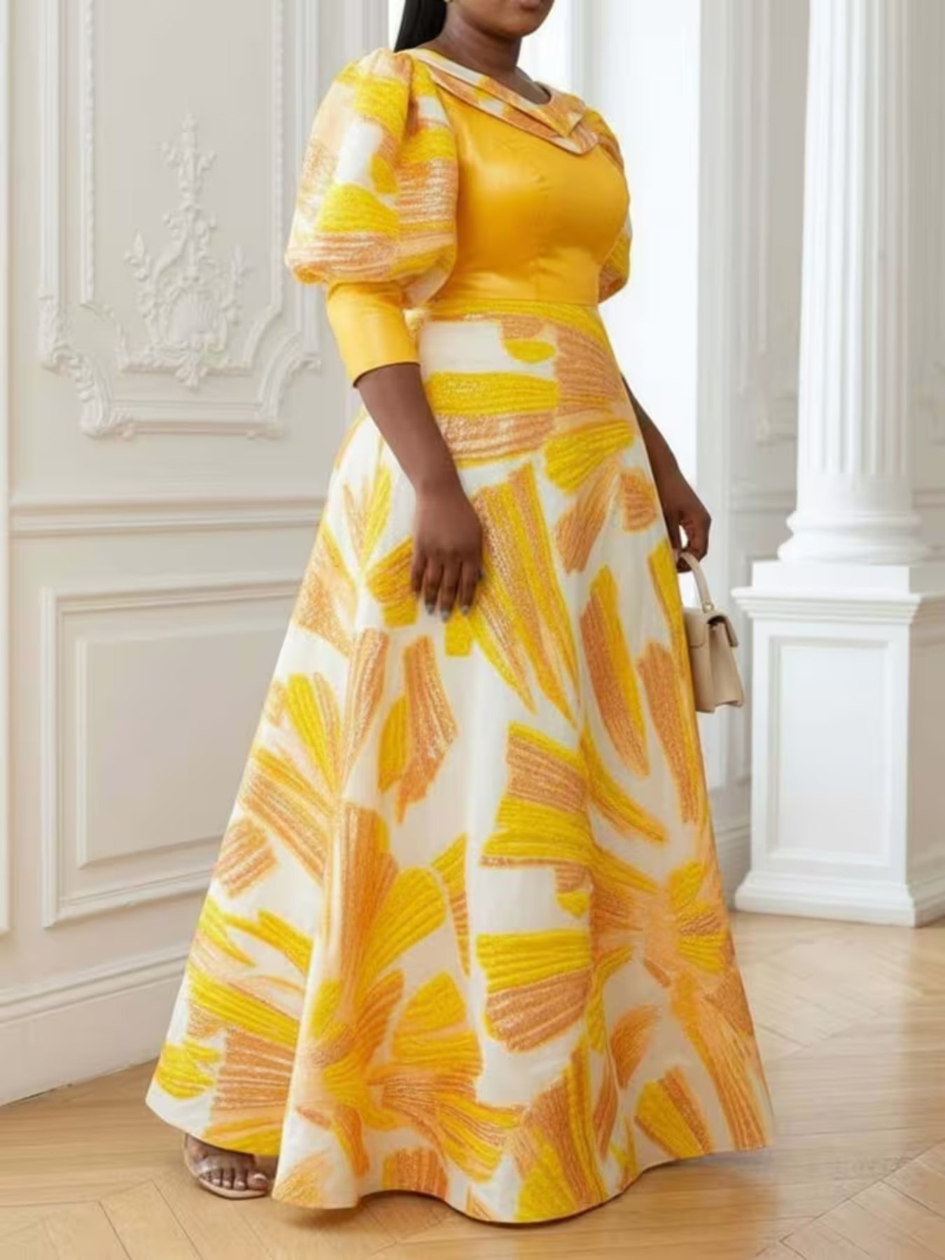 Vestido Maxi de Satén Estampad - Evening Gown reseña y precio